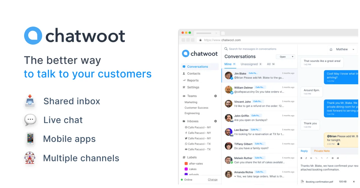 Chatwoot: AI-powered, open-source customer support platform. Self-host or cloud. Alternative to Intercom & Zendesk.
